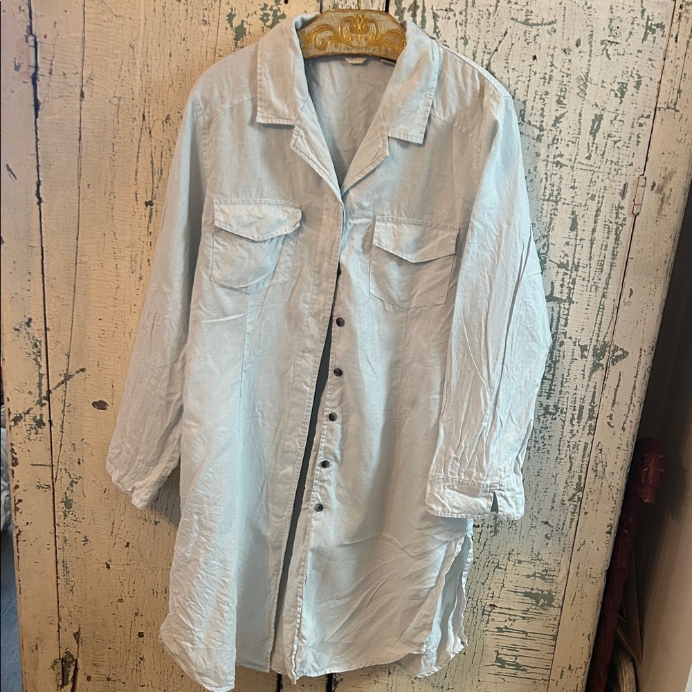 J. Jill Vintage sz14  Sky Blue Button Down Shirt duster